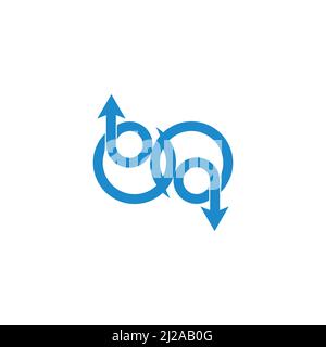 letters bq linked exchange arrows abstract geometric logo vector Stock Vector