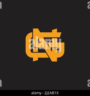letter gn simple overlap line gold logo vector Stock Vector