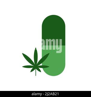 Cannabis pill vector icon on white background Stock Vector