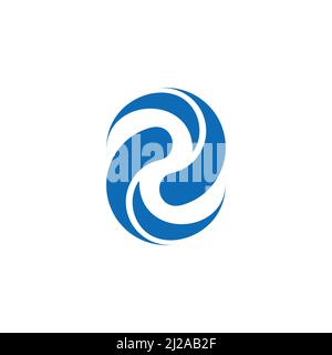 two curves blue water geometric movement logo vector Stock Vector