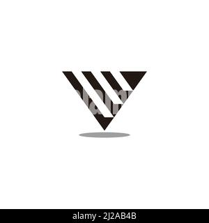 letter v 3d flat triangle simple geometric logo vector Stock Vector
