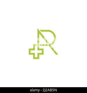 letter r plus medical arrow geometric logo vector Stock Vector