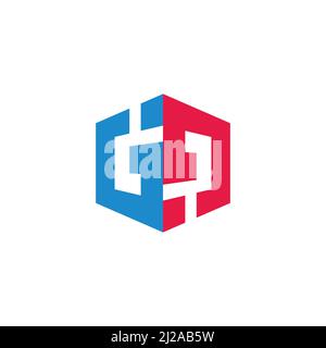 letter ge abstract colorful flat 3d simple geometric logo vector Stock Vector