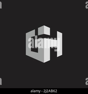 letter gh simple 3d shadow geometric logo vector Stock Vector