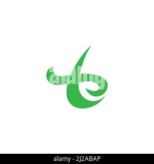 letter t simple green leaf negative space logo vector Stock Vector