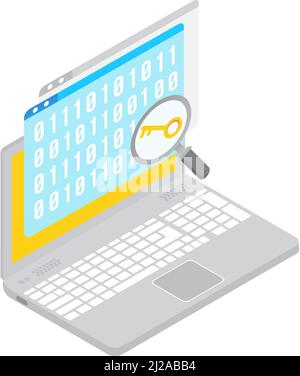 Encryption key binary code search vector icon Stock Vector