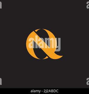 letter nq curves round geometric simple logo vector Stock Vector