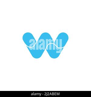 letter w simple curves geometric wavy water symbol vector Stock Vector