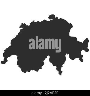 Switzerland country outline dark silhouette map, national borders, country shape Stock Vector