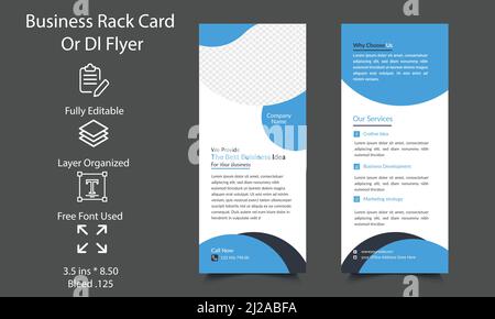 Corporate business dl flyer template design. rack card design for a Digital marketing agency. double-sided dl flyer or Business Rack Card Design Stock Vector