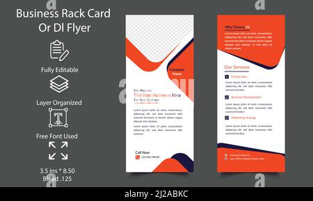 Corporate business dl flyer template design. rack card design for a Digital marketing agency. double-sided dl flyer or Business Rack Card Design Stock Vector