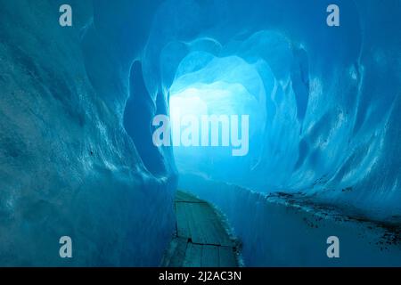 Ice cave in the Rhone-Glacier, Ct.Valais, Switzerland Stock Photo