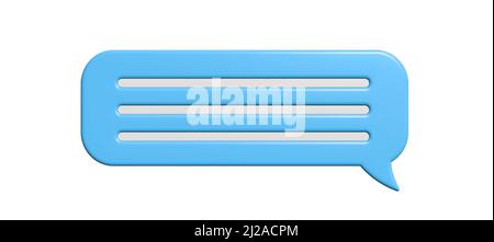 Blue chat bubble 3d isolated on white. 3d vector.  Stock Vector
