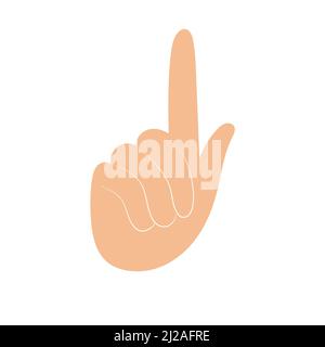 Index finger extended hand. Pointing gesture. Press push button concept. Instructive gesture. Simple vector icon Stock Vector