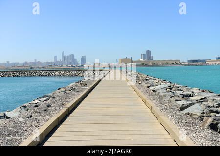 Saadiyat Breakwater on Al Sa'Diyat island in Abu Dhabi, UAE. Stock Photo