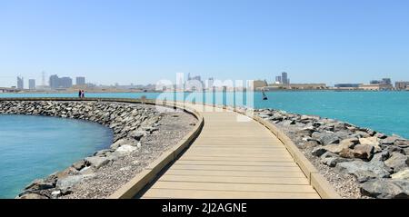 Saadiyat Breakwater on Al Sa'Diyat island in Abu Dhabi, UAE. Stock Photo