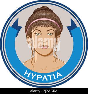 Hypatia line art portrait. She was a Hellenistic Neoplatonist philosopher, astronomer, and mathematician Stock Vector