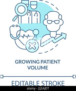 Growing patient volume turquoise concept icon Stock Vector