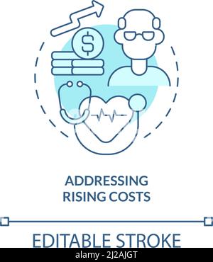 Addressing rising costs turquoise concept icon Stock Vector
