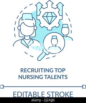 Recruiting top nursing talents turquoise concept icon Stock Vector