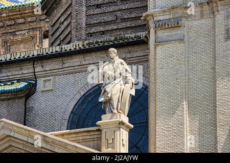 Architectural details of the famous Basilica of Nuestra Señora del Pilar, (Cathedral Basilica of Our Lady of the Pillar) Zaragoza, Spain, Aragon Stock Photo