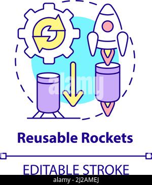 Reusable rockets concept icon Stock Vector