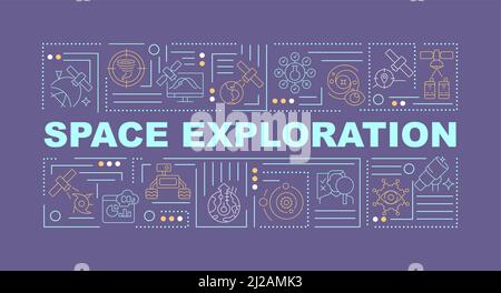 Space exploration word concepts dark purple banner Stock Vector