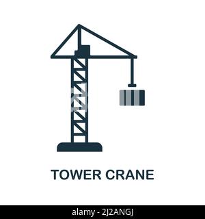 Tower Crane icon. Simple element from construction collection. Creative Tower Crane icon for web design, templates, infographics and more Stock Vector