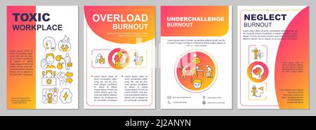 Types of burnout red gradient brochure template Stock Vector