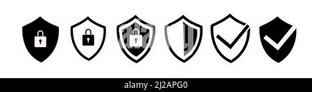 Shield icons set. Shield check mark icon set. Protection approve sign. Safe icon vector Stock Vector