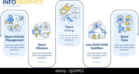 Space technology trends rectangle infographic template Stock Vector