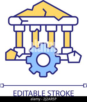 Restore ancient architecture technology RGB color icon Stock Vector