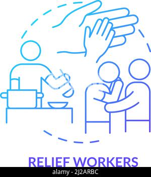 Relief workers blue gradient concept icon Stock Vector