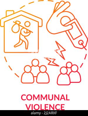 Communal violence red gradient concept icon Stock Vector