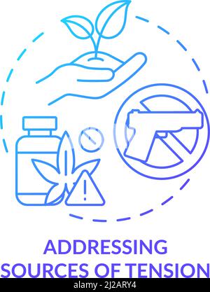 Addressing sources of tension blue gradient concept icon Stock Vector