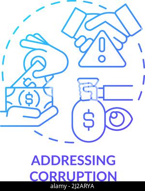 Addressing corruption blue gradient concept icon Stock Vector