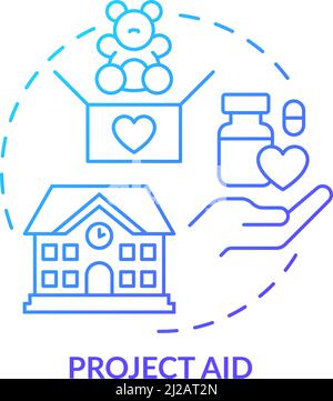 Project aid blue gradient concept icon Stock Vector