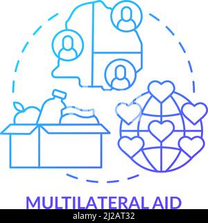 Multilateral aid blue gradient concept icon Stock Vector
