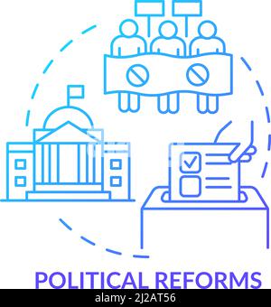 Political reforms blue gradient concept icon Stock Vector