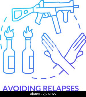 Avoiding relapses blue gradient concept icon Stock Vector