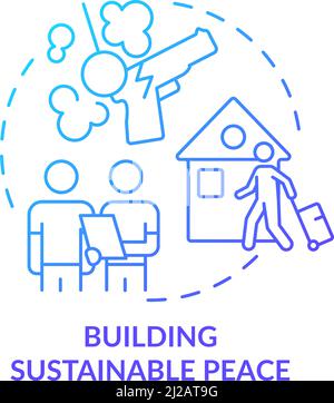 Building sustainable peace blue gradient concept icon Stock Vector