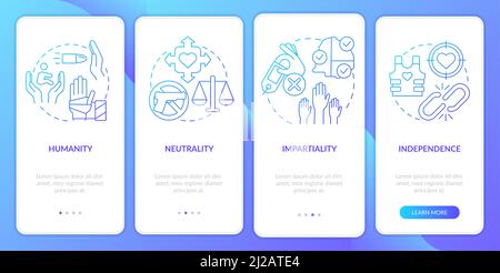 Types of foreign assistance blue gradient onboarding mobile app screen Stock Vector