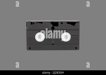 VHS videotape is isolated on a gray background rear view Stock Photo