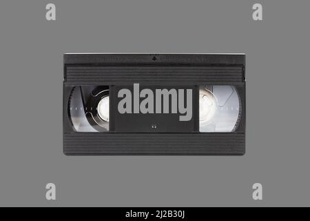 VHS videotape is isolated on a gray background front view Stock Photo