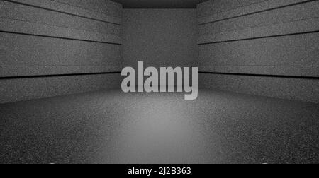 Artificial Intelligence Underground Garage Sci Fi Futuristic Hall Stage Podium Grunge Columns Dark Spaceship Tunnel Dark Gray Banner Background 3D Ill Stock Photo