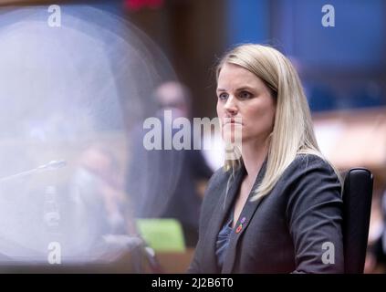 Belgium, Brussels, November 8, 2021: Frances Haugen, American data engineer and whistleblower who disclosed tens of thousands of Facebook's internal d Stock Photo