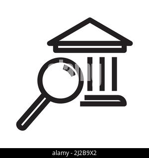 Bank search icon in outline style on white background Stock Vector
