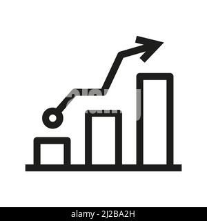 growth chart icon in outline style on white background Stock Vector