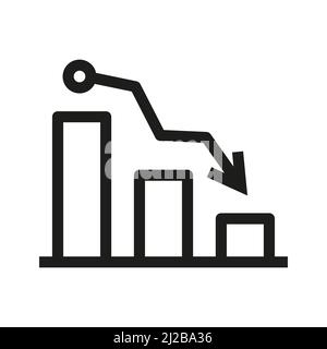 Crisis with chart down icon in outline style on white background Stock Vector