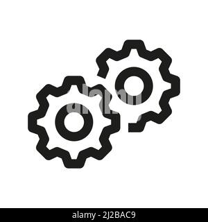 Several gears icon in outline style on white background Stock Vector